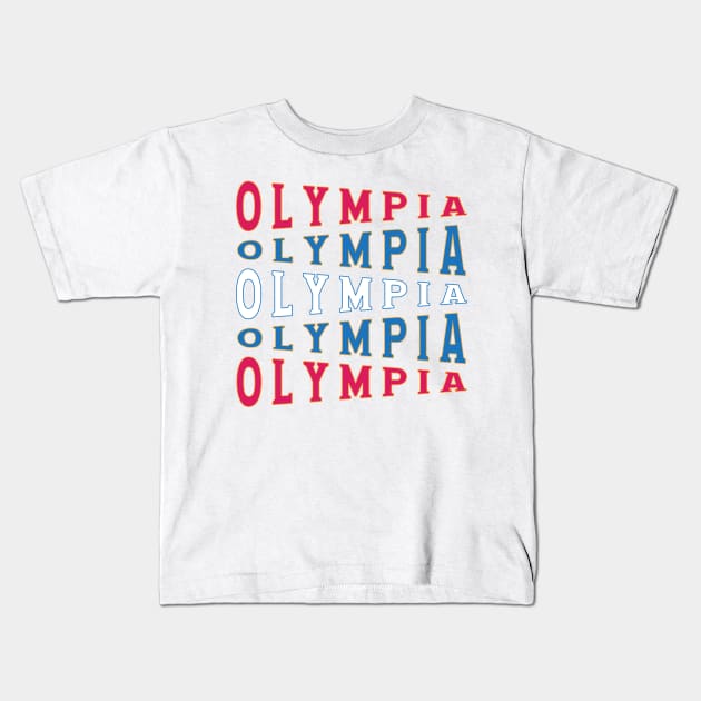 TEXT ART USA OLYMPIA Kids T-Shirt by LAVA-ROMA-NOVA